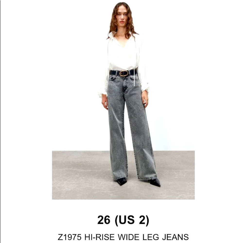 Never worn zara wide leg grey jeans